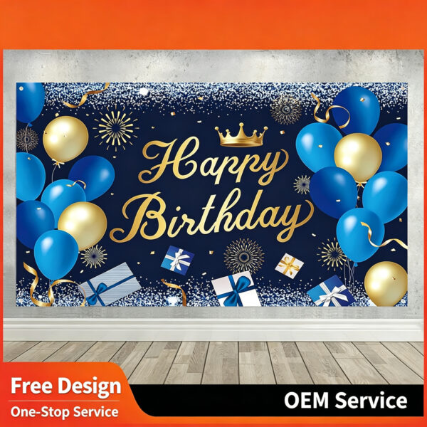 Birthday Party Wall Hanging Decorations Photo Booth Background Perfect for any birthday celebration, this banner can be hung in various locations such as walls, doorways, gardens, or party venues. Its versatile design makes it suitable for different themes and styles, enhancing the festive atmosphere wherever it’s placed.
