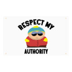 Custom Fun Background Banner Flag, Respect My Authority Cartoon Flag for Party Wall Decor white Hanging on the wall or school party decoration,it is best gift for your friends and relatives