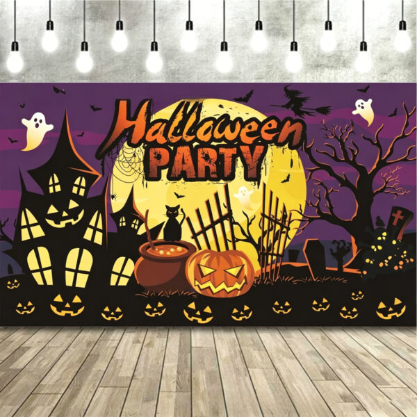 New Halloween Hanging Tapestry, Skull Witch Pumpkin Clown Themed Background Decor, Outdoor Spooky Atmosphere Wall Banner
