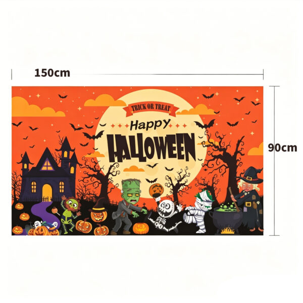 New Halloween Hanging Tapestry, Skull Witch Pumpkin Clown Themed Background Decor, Outdoor Spooky Atmosphere Wall Banner