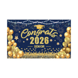 Polyester Flag New 2026 Graduation Backdrop, Grad Party Decor Hanging Banner, Polyester Custom Printed Flag