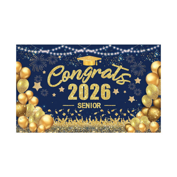 New 2026 Graduation Backdrop, Grad Party Decor Hanging Banner, Polyester Custom Printed Flag