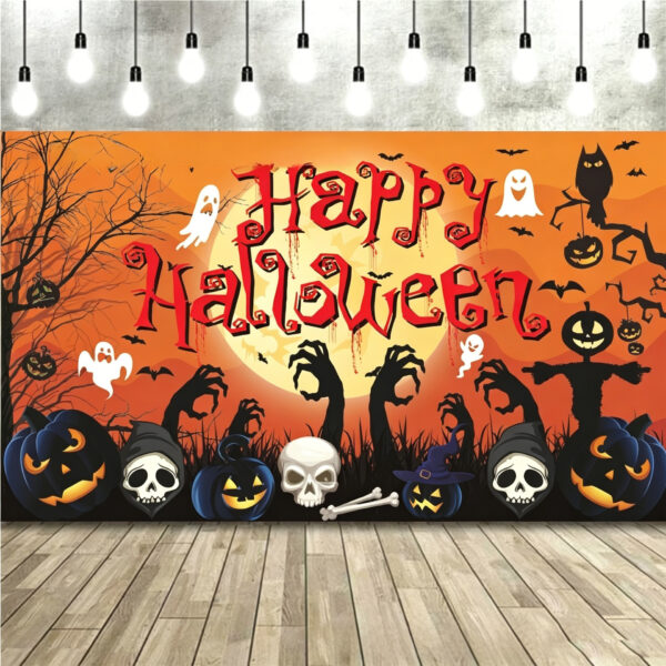 New Halloween Hanging Tapestry, Skull Witch Pumpkin Clown Themed Background Decor, Outdoor Spooky Atmosphere Wall Banner
